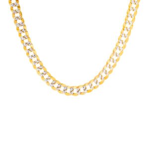 4.25mm Solid Beveled Edge Curb Link with White Gold Diamond Cut Center