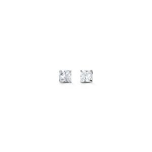 3mm Princess Cut Cubic Zirconia Stud Earrings in White Gold