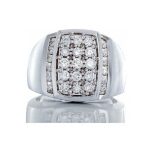 1.00ctw Wide Soft Prong Set Rectangle Forefront with Vertical Channel Set Sides 14k White Gold