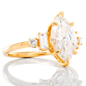 2.30ctw Marquise Solitaire with Straight Cut Baguette and Round Diamond Shoulders