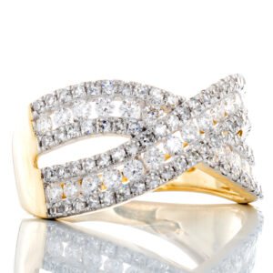 1.00ctw Pave Round Diamond Cross Over Band
