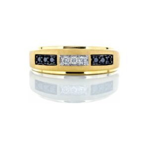 0.25ctw Black & White Diamond Band with Brushed & High Polished Finishing