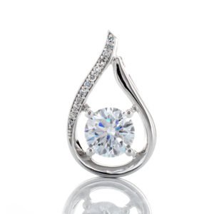 1.00ctw Round Solitaire Open Tear Drop with Micro Pave One Side