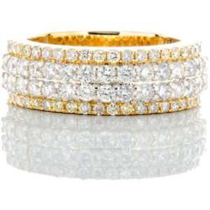 2.30ctw Four Row with Raised Two Center Rows Diamond Band