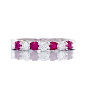 0.20ctw Alternating Ruby & Diamond Prong Set Band