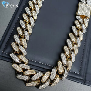 43.75CTW Natural 3 Row Diamond Pave Solid Miami Cuban Chain