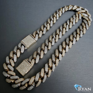 43.75CTW Natural 3 Row Diamond Pave Solid Miami Cuban Chain