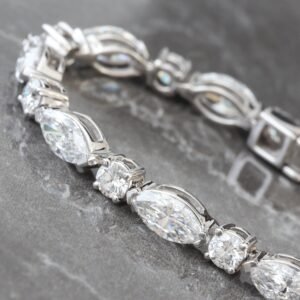 7.00ctw Alternating Marquise & Round Cut Lab Created Diamond Tennis Bracelet