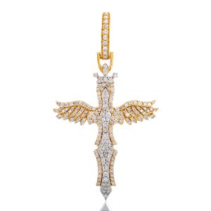 0.85ctw Cross with Diamond Angel Wings and Crown