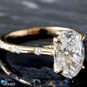 2.75ctw Oval Solitaire with Polished Bead Set Alternating and Hidden Halo Ring