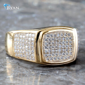 Micro Pave Cushion Top Ring With Graduated Shoulders