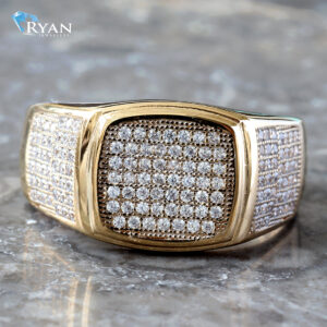 Micro Pave Cushion Top Ring With Graduated Shoulders