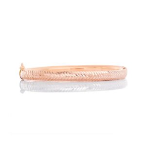 Herringbone Diamond Cut Open Hinged Bangle