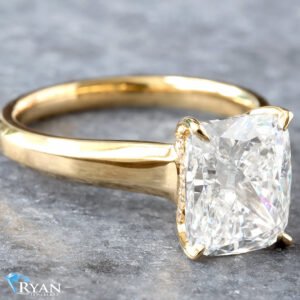 3.12ctw Cushion Solitaire with Hidden Halo Diamond Ring