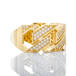 Square Cuban Band With Two Row Cubic Band