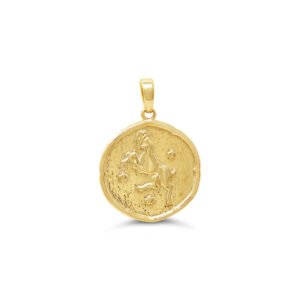 Aries Round Yellow Gold Zodiac Pendant