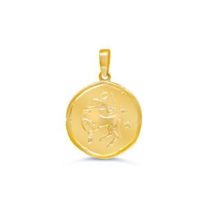 Sagittarius Round Yellow Gold Zodiac Pendant