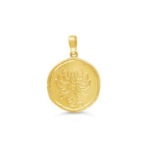 Scorpio Round Yellow Gold Zodiac Pendant