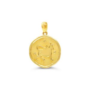 Taurus Round Yellow Gold Zodiac Pendant
