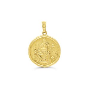 Virgo Round Yellow Gold Zodiac Pendant