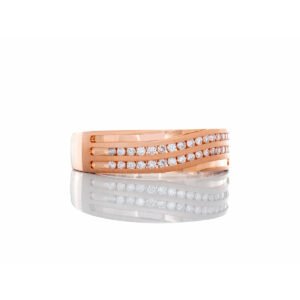 0.25ctw Two Row Channel Set Slightly Wave Diamond Band 14k Rose Gold