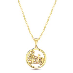 High Polished Open Face Music Symbols Pendant