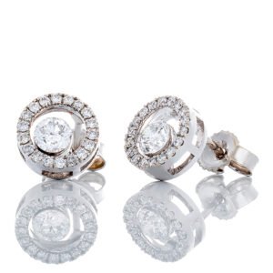 0.46ctw Floating Diamond Halo Studs 10k White Gold