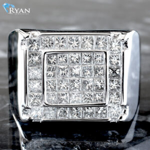 2.50CTW Natural Princess Cut Invisible Men's Ring