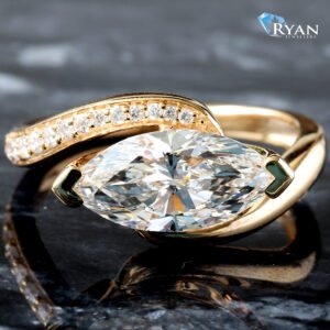 2.13ctw Marquise Solitaire set East to West with Wave Shape Pave and High Polished Shoulders