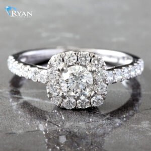 1.14CTW Round Brilliant Solitaire With Halo Engagement Ring