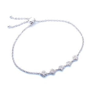 0.48ctw Diamond Clover Adjustable Bracelet 14k White Gold