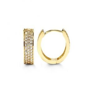 Three Row Cubic Zirconia Oval Huggies