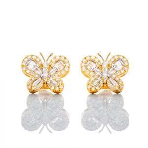 0.40ctw Round & Baguette Cut Diamond Butterfly Studs