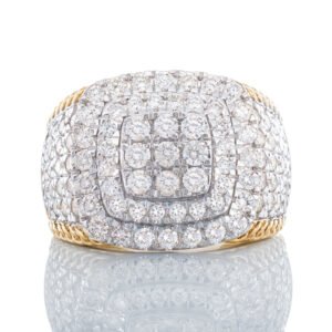 2.00ctw Lab Diamond Square Top Double Halo and Cuban Link Shoulders Ring