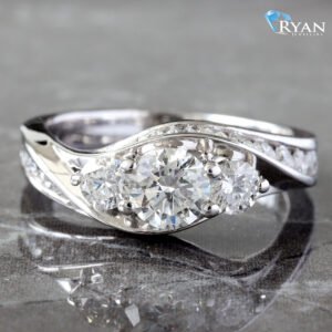 1.50CTW Three Stone Round Wrap Around Channel Set Ring