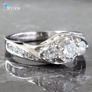 1.50CTW Three Stone Round Wrap Around Channel Set Ring