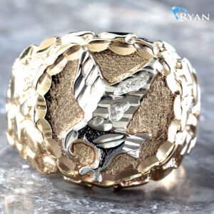 Round Signet Ring With Eagle Center & Nugget Shoulders