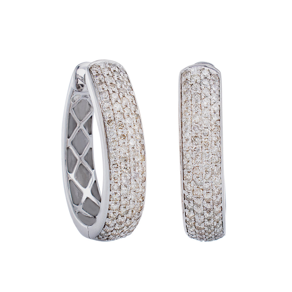 1.50ctw Four Row Diamond Pave U Shaped Huggie Hoops 14k White Gold