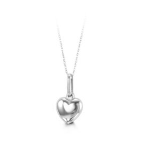 PENDANT 10K GW PUFF HEART HIGH POLISHED ON ROLO LINK