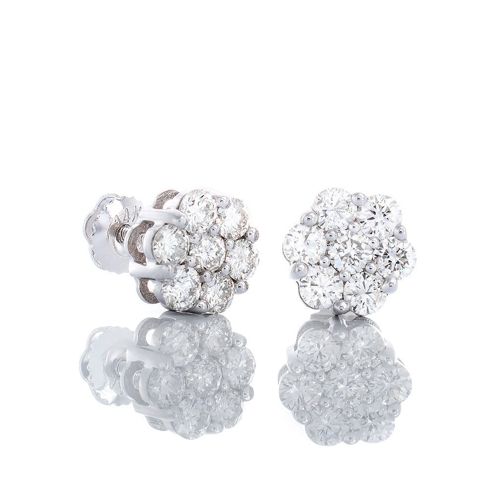 1.00ctw Seven Diamond Flower Cluster Studs