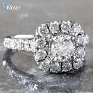 2.00CTW Natural Diamond Illusion Solitaire W/ Pave Cushion Halo and Shoulders