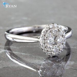 0.50CTW Natural High Polished Oval Diamond Cluster Ring