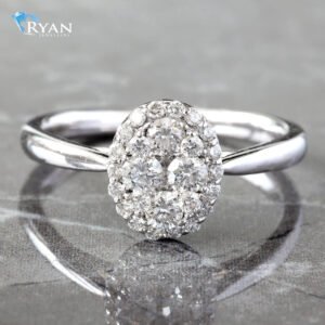 0.50CTW Natural High Polished Oval Diamond Cluster Ring