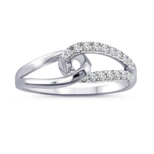 0.14ctw Interlocking Shared Prong Diamond Pave and High Polished Ring