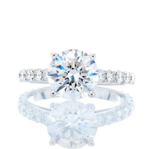 2.74ctw Brilliant Cut Lab Created Solitaire with Diamond Pave Shoulders