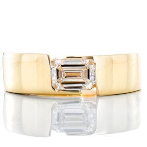 1.00ct Horizontal Set Emerald Cut Solitaire with High Polished Shoulders