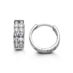 Two Row Cubic Zirconia Channel Set Huggies