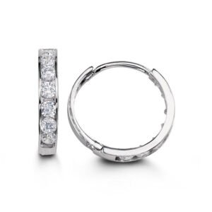 Single Row Cubic Zirconia Channel Set Huggies