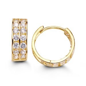 Two Row Cubic Zirconia Channel Set Huggies