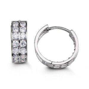 Two Row Cubic Zirconia Channel Set Huggies